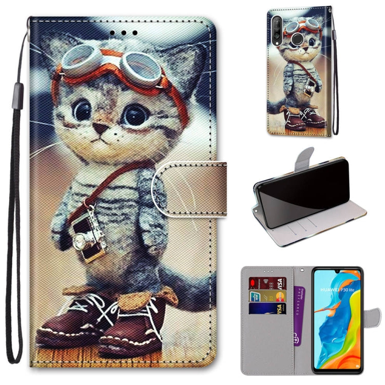 Coloured Drawing Cross Texture Horizontal Flip PU Leather Case with Holder & Card Slots & Wallet & Lanyard, For Huawei P20 Pro, For Huawei P30, For Huawei P30 Lite, For Huawei P30 Pro