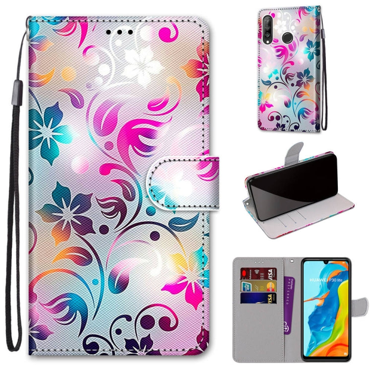 Coloured Drawing Cross Texture Horizontal Flip PU Leather Case with Holder & Card Slots & Wallet & Lanyard, For Huawei P20 Pro, For Huawei P30, For Huawei P30 Lite, For Huawei P30 Pro