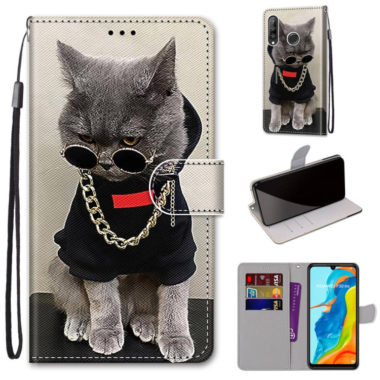 Coloured Drawing Cross Texture Horizontal Flip PU Leather Case with Holder & Card Slots & Wallet & Lanyard, For Huawei P20 Pro, For Huawei P30, For Huawei P30 Lite, For Huawei P30 Pro