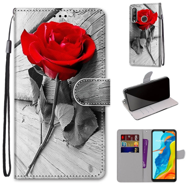 Coloured Drawing Cross Texture Horizontal Flip PU Leather Case with Holder & Card Slots & Wallet & Lanyard, For Huawei P20 Pro, For Huawei P30, For Huawei P30 Lite, For Huawei P30 Pro