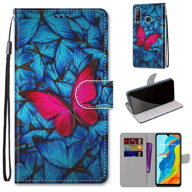 Coloured Drawing Cross Texture Horizontal Flip PU Leather Case with Holder & Card Slots & Wallet & Lanyard, For Huawei P20 Pro, For Huawei P30, For Huawei P30 Lite, For Huawei P30 Pro