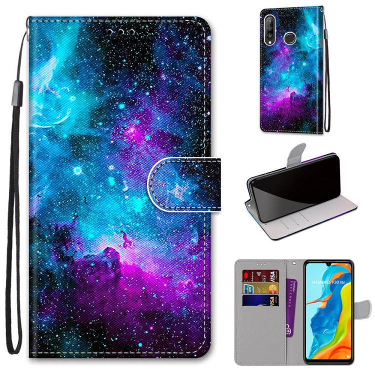 Coloured Drawing Cross Texture Horizontal Flip PU Leather Case with Holder & Card Slots & Wallet & Lanyard, For Huawei P20 Pro, For Huawei P30, For Huawei P30 Lite, For Huawei P30 Pro