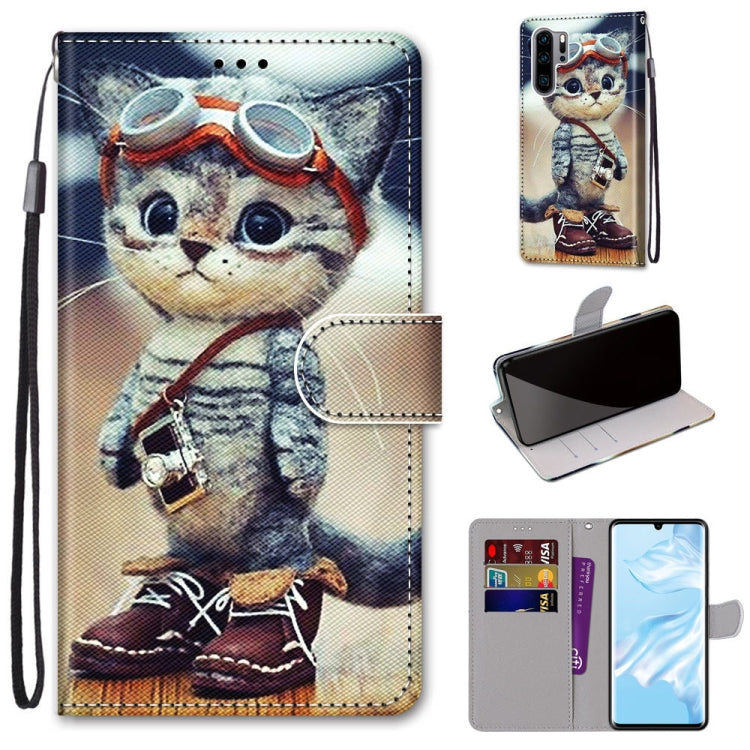 Coloured Drawing Cross Texture Horizontal Flip PU Leather Case with Holder & Card Slots & Wallet & Lanyard, For Huawei P20 Pro, For Huawei P30, For Huawei P30 Lite, For Huawei P30 Pro