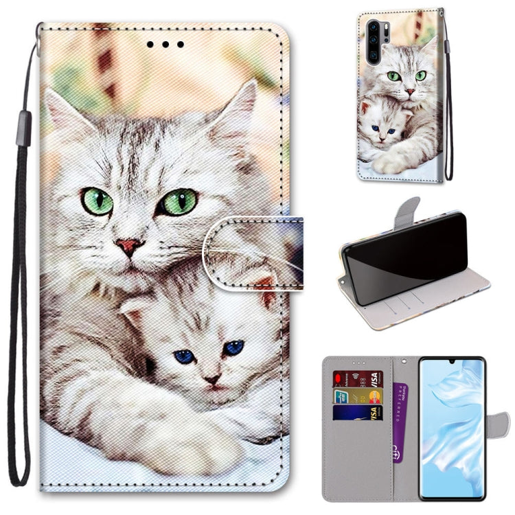 Coloured Drawing Cross Texture Horizontal Flip PU Leather Case with Holder & Card Slots & Wallet & Lanyard, For Huawei P20 Pro, For Huawei P30, For Huawei P30 Lite, For Huawei P30 Pro