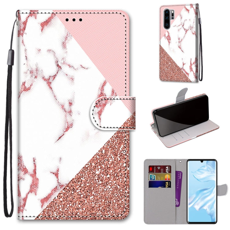 Coloured Drawing Cross Texture Horizontal Flip PU Leather Case with Holder & Card Slots & Wallet & Lanyard, For Huawei P20 Pro, For Huawei P30, For Huawei P30 Lite, For Huawei P30 Pro