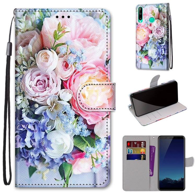 Coloured Drawing Cross Texture Horizontal Flip PU Leather Case with Holder & Card Slots & Wallet & Lanyard, For Huawei P40 Lite E / Y7p, For Huawei P smart Z / Y9 Prime, For Huawei P smart+ 2019 / Enjoy 9s, For Huawei Honor V9 Play