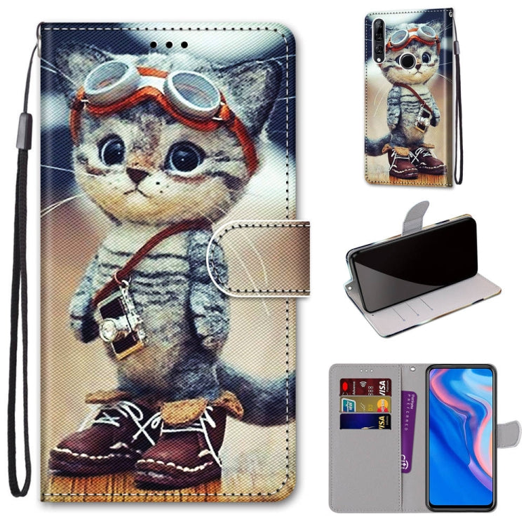 Coloured Drawing Cross Texture Horizontal Flip PU Leather Case with Holder & Card Slots & Wallet & Lanyard, For Huawei P40 Lite E / Y7p, For Huawei P smart Z / Y9 Prime, For Huawei P smart+ 2019 / Enjoy 9s, For Huawei Honor V9 Play