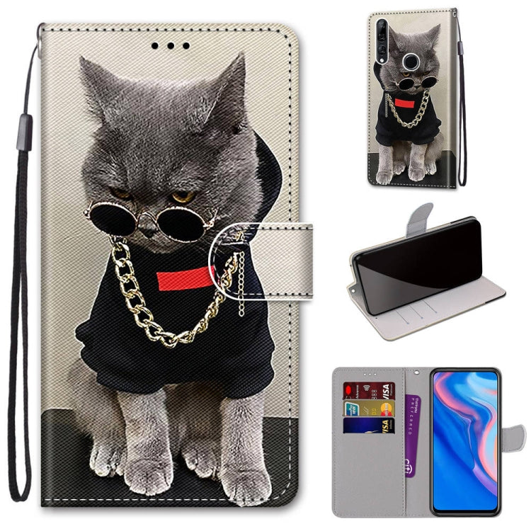 Coloured Drawing Cross Texture Horizontal Flip PU Leather Case with Holder & Card Slots & Wallet & Lanyard, For Huawei P40 Lite E / Y7p, For Huawei P smart Z / Y9 Prime, For Huawei P smart+ 2019 / Enjoy 9s, For Huawei Honor V9 Play