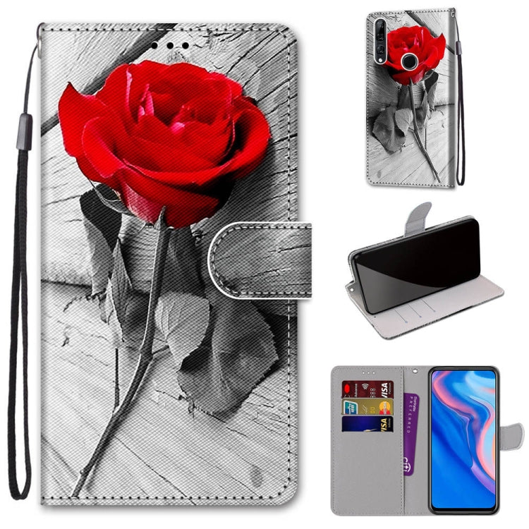 Coloured Drawing Cross Texture Horizontal Flip PU Leather Case with Holder & Card Slots & Wallet & Lanyard, For Huawei P40 Lite E / Y7p, For Huawei P smart Z / Y9 Prime, For Huawei P smart+ 2019 / Enjoy 9s, For Huawei Honor V9 Play
