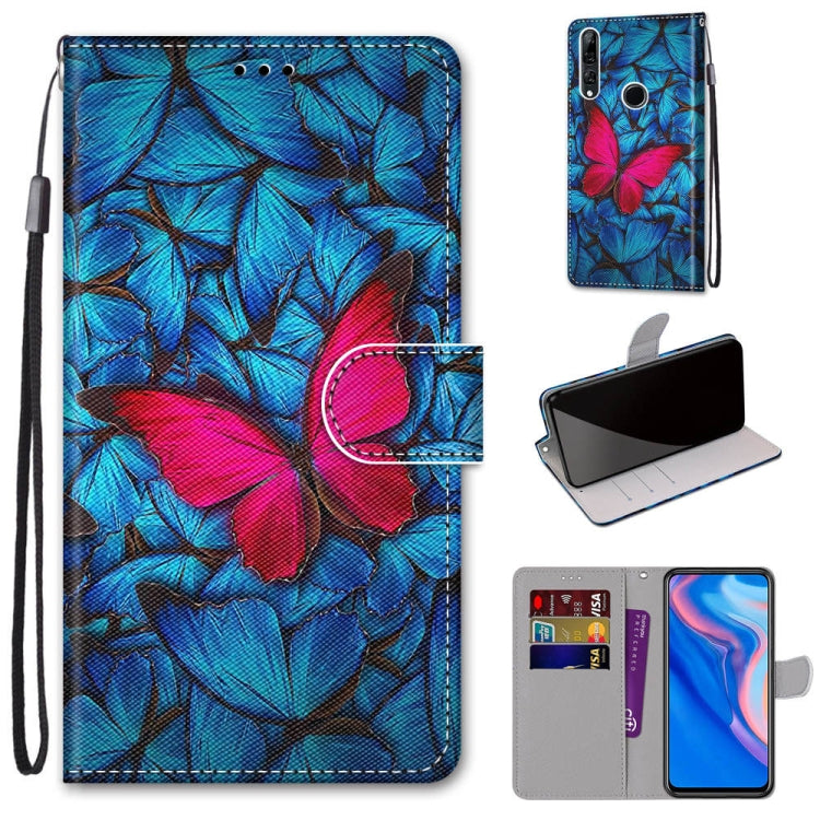 Coloured Drawing Cross Texture Horizontal Flip PU Leather Case with Holder & Card Slots & Wallet & Lanyard, For Huawei P40 Lite E / Y7p, For Huawei P smart Z / Y9 Prime, For Huawei P smart+ 2019 / Enjoy 9s, For Huawei Honor V9 Play