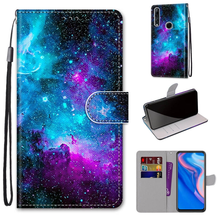 Coloured Drawing Cross Texture Horizontal Flip PU Leather Case with Holder & Card Slots & Wallet & Lanyard, For Huawei P40 Lite E / Y7p, For Huawei P smart Z / Y9 Prime, For Huawei P smart+ 2019 / Enjoy 9s, For Huawei Honor V9 Play