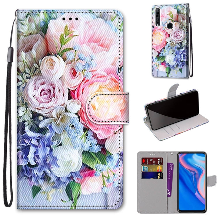 Coloured Drawing Cross Texture Horizontal Flip PU Leather Case with Holder & Card Slots & Wallet & Lanyard, For Huawei P40 Lite E / Y7p, For Huawei P smart Z / Y9 Prime, For Huawei P smart+ 2019 / Enjoy 9s, For Huawei Honor V9 Play