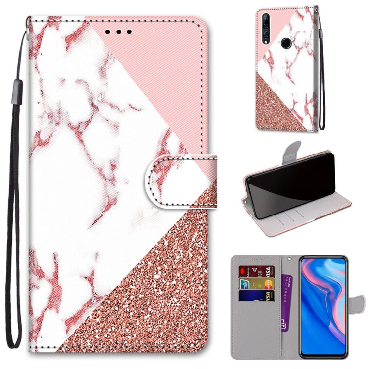 Coloured Drawing Cross Texture Horizontal Flip PU Leather Case with Holder & Card Slots & Wallet & Lanyard, For Huawei P40 Lite E / Y7p, For Huawei P smart Z / Y9 Prime, For Huawei P smart+ 2019 / Enjoy 9s, For Huawei Honor V9 Play