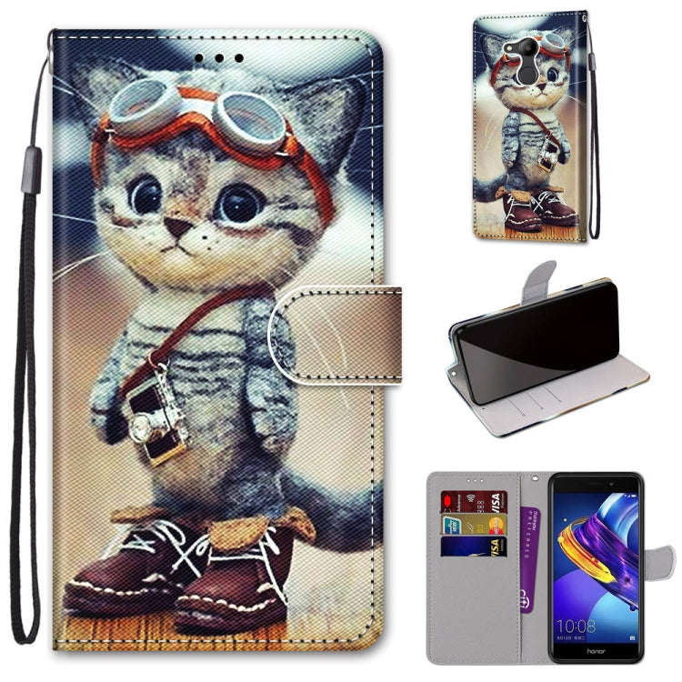 Coloured Drawing Cross Texture Horizontal Flip PU Leather Case with Holder & Card Slots & Wallet & Lanyard, For Huawei P40 Lite E / Y7p, For Huawei P smart Z / Y9 Prime, For Huawei P smart+ 2019 / Enjoy 9s, For Huawei Honor V9 Play