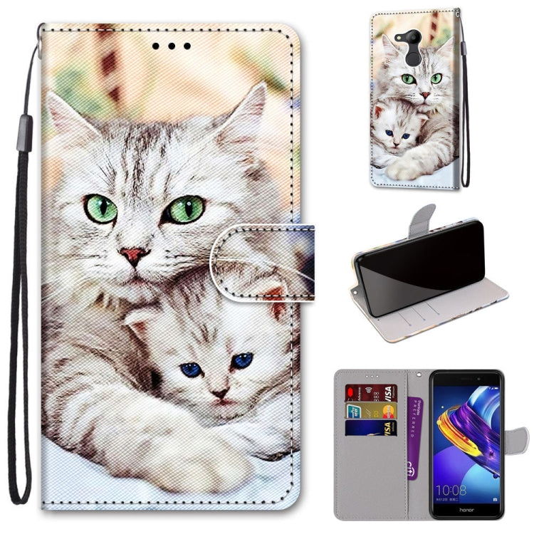 Coloured Drawing Cross Texture Horizontal Flip PU Leather Case with Holder & Card Slots & Wallet & Lanyard, For Huawei P40 Lite E / Y7p, For Huawei P smart Z / Y9 Prime, For Huawei P smart+ 2019 / Enjoy 9s, For Huawei Honor V9 Play