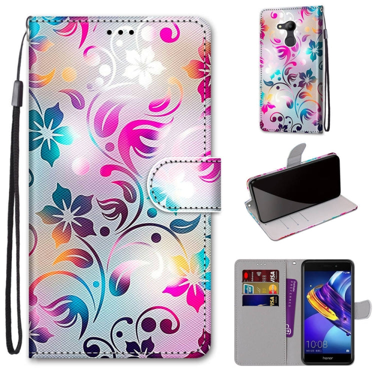 Coloured Drawing Cross Texture Horizontal Flip PU Leather Case with Holder & Card Slots & Wallet & Lanyard, For Huawei P40 Lite E / Y7p, For Huawei P smart Z / Y9 Prime, For Huawei P smart+ 2019 / Enjoy 9s, For Huawei Honor V9 Play