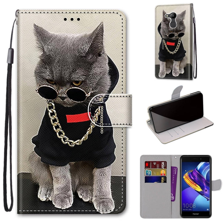 Coloured Drawing Cross Texture Horizontal Flip PU Leather Case with Holder & Card Slots & Wallet & Lanyard, For Huawei P40 Lite E / Y7p, For Huawei P smart Z / Y9 Prime, For Huawei P smart+ 2019 / Enjoy 9s, For Huawei Honor V9 Play