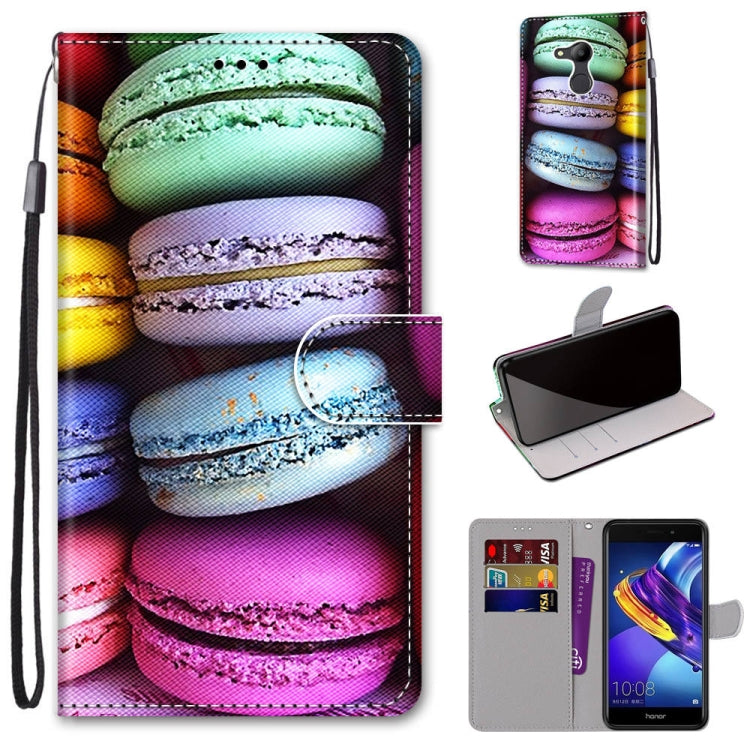 Coloured Drawing Cross Texture Horizontal Flip PU Leather Case with Holder & Card Slots & Wallet & Lanyard, For Huawei P40 Lite E / Y7p, For Huawei P smart Z / Y9 Prime, For Huawei P smart+ 2019 / Enjoy 9s, For Huawei Honor V9 Play
