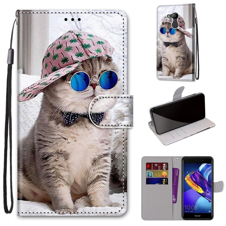 Coloured Drawing Cross Texture Horizontal Flip PU Leather Case with Holder & Card Slots & Wallet & Lanyard, For Huawei P40 Lite E / Y7p, For Huawei P smart Z / Y9 Prime, For Huawei P smart+ 2019 / Enjoy 9s, For Huawei Honor V9 Play