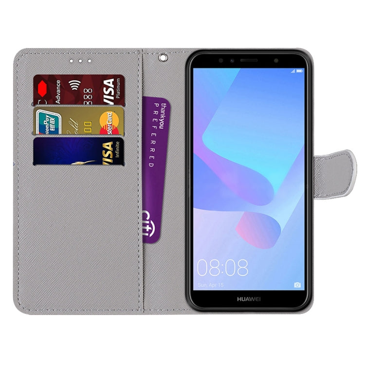 Coloured Drawing Cross Texture Horizontal Flip PU Leather Case with Holder & Card Slots & Wallet & Lanyard, For Huawei Y6 (2018) / Honor 7A, For Huawei Y6p, For Huawei Y7 (2019) / Enjoy 9, For Huawei Y7 (2018) / Enjoy 8
