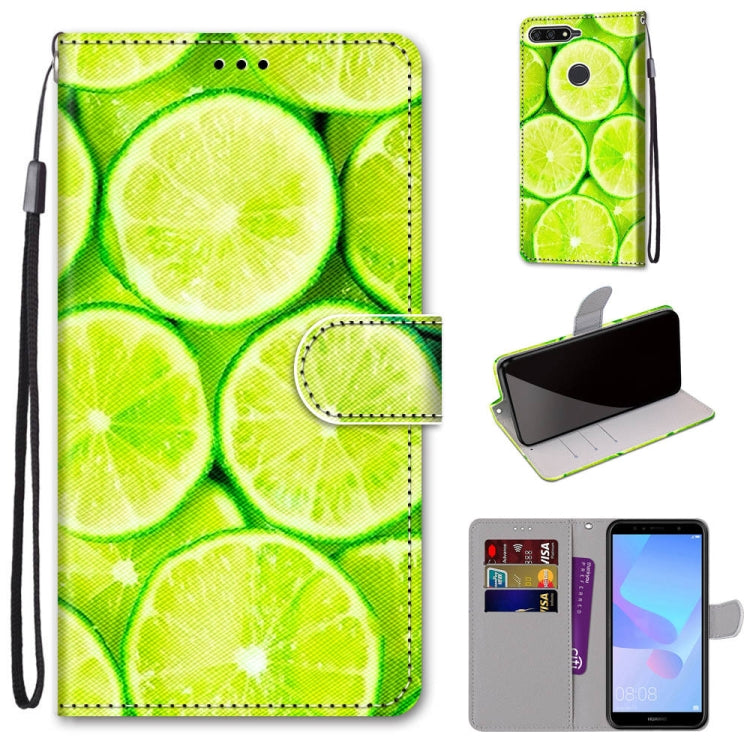 Coloured Drawing Cross Texture Horizontal Flip PU Leather Case with Holder & Card Slots & Wallet & Lanyard, For Huawei Y6 (2018) / Honor 7A, For Huawei Y6p, For Huawei Y7 (2019) / Enjoy 9, For Huawei Y7 (2018) / Enjoy 8