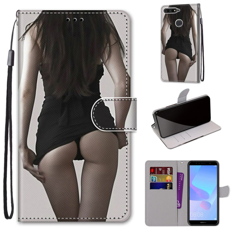 Coloured Drawing Cross Texture Horizontal Flip PU Leather Case with Holder & Card Slots & Wallet & Lanyard, For Huawei Y6 (2018) / Honor 7A, For Huawei Y6p, For Huawei Y7 (2019) / Enjoy 9, For Huawei Y7 (2018) / Enjoy 8