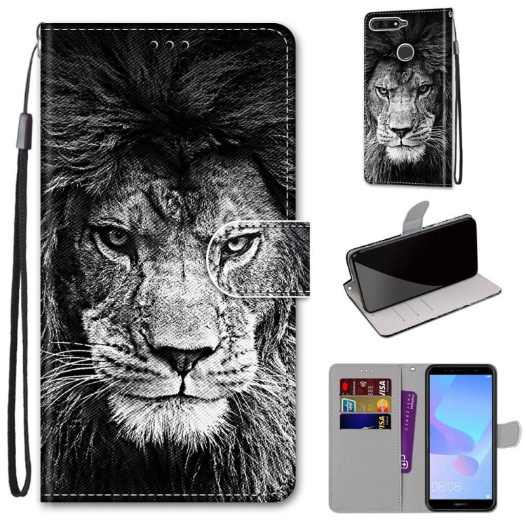 Coloured Drawing Cross Texture Horizontal Flip PU Leather Case with Holder & Card Slots & Wallet & Lanyard, For Huawei Y6 (2018) / Honor 7A, For Huawei Y6p, For Huawei Y7 (2019) / Enjoy 9, For Huawei Y7 (2018) / Enjoy 8