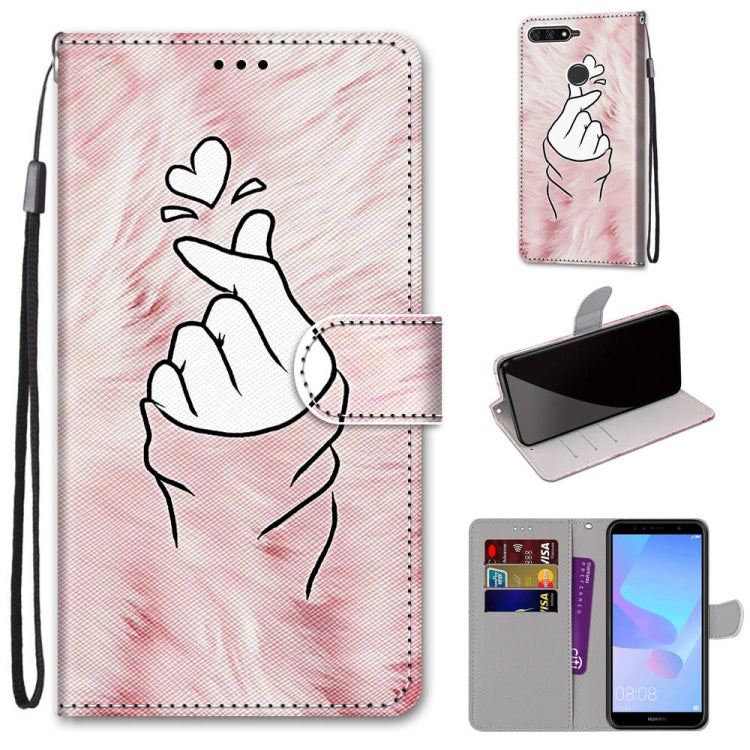 Coloured Drawing Cross Texture Horizontal Flip PU Leather Case with Holder & Card Slots & Wallet & Lanyard, For Huawei Y6 (2018) / Honor 7A, For Huawei Y6p, For Huawei Y7 (2019) / Enjoy 9, For Huawei Y7 (2018) / Enjoy 8
