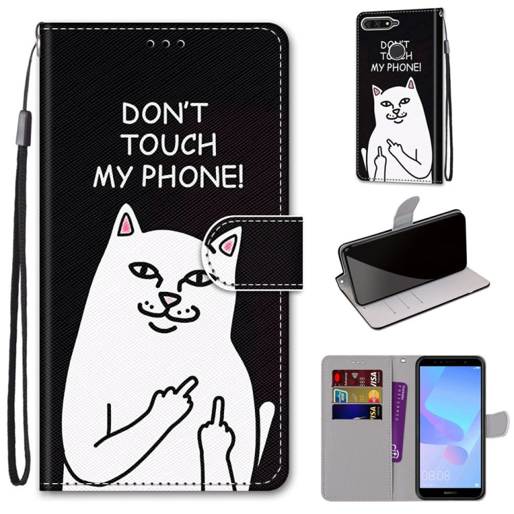 Coloured Drawing Cross Texture Horizontal Flip PU Leather Case with Holder & Card Slots & Wallet & Lanyard, For Huawei Y6 (2018) / Honor 7A, For Huawei Y6p, For Huawei Y7 (2019) / Enjoy 9, For Huawei Y7 (2018) / Enjoy 8