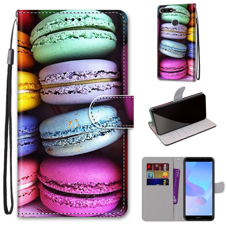 Coloured Drawing Cross Texture Horizontal Flip PU Leather Case with Holder & Card Slots & Wallet & Lanyard, For Huawei Y6 (2018) / Honor 7A, For Huawei Y6p, For Huawei Y7 (2019) / Enjoy 9, For Huawei Y7 (2018) / Enjoy 8