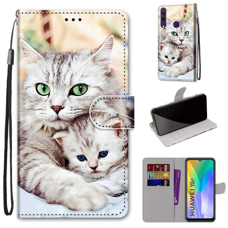 Coloured Drawing Cross Texture Horizontal Flip PU Leather Case with Holder & Card Slots & Wallet & Lanyard, For Huawei Y6 (2018) / Honor 7A, For Huawei Y6p, For Huawei Y7 (2019) / Enjoy 9, For Huawei Y7 (2018) / Enjoy 8