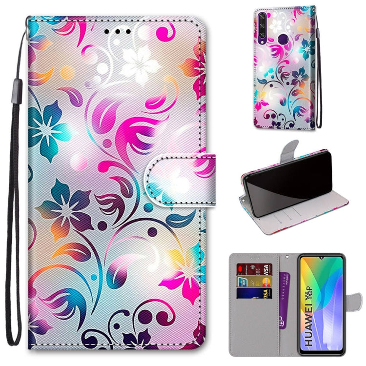 Coloured Drawing Cross Texture Horizontal Flip PU Leather Case with Holder & Card Slots & Wallet & Lanyard, For Huawei Y6 (2018) / Honor 7A, For Huawei Y6p, For Huawei Y7 (2019) / Enjoy 9, For Huawei Y7 (2018) / Enjoy 8
