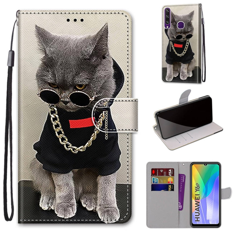 Coloured Drawing Cross Texture Horizontal Flip PU Leather Case with Holder & Card Slots & Wallet & Lanyard, For Huawei Y6 (2018) / Honor 7A, For Huawei Y6p, For Huawei Y7 (2019) / Enjoy 9, For Huawei Y7 (2018) / Enjoy 8