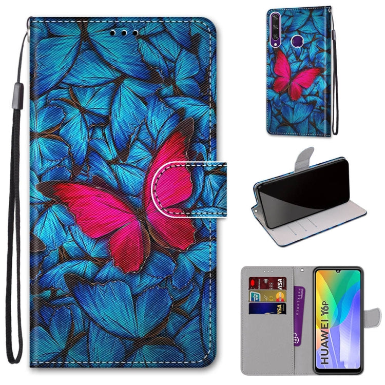 Coloured Drawing Cross Texture Horizontal Flip PU Leather Case with Holder & Card Slots & Wallet & Lanyard, For Huawei Y6 (2018) / Honor 7A, For Huawei Y6p, For Huawei Y7 (2019) / Enjoy 9, For Huawei Y7 (2018) / Enjoy 8