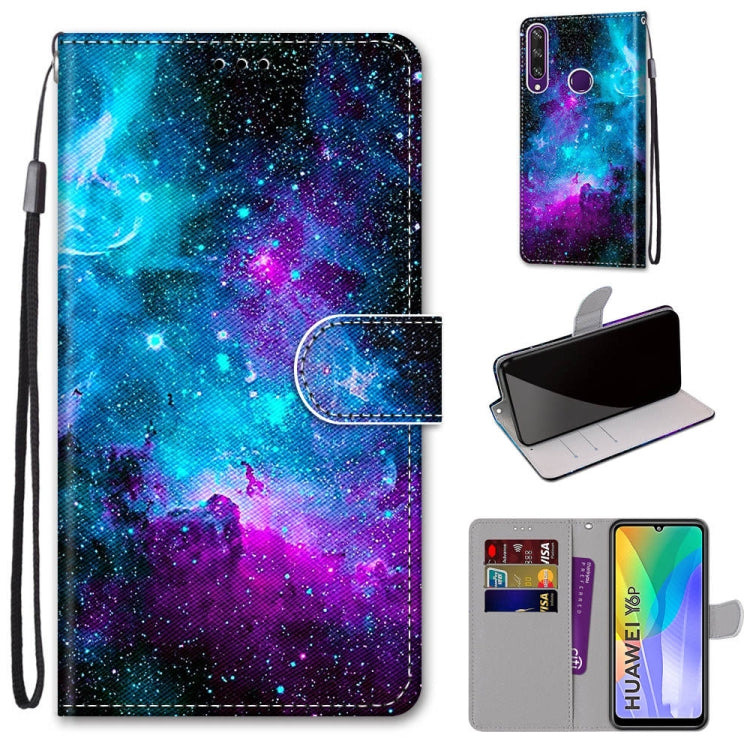 Coloured Drawing Cross Texture Horizontal Flip PU Leather Case with Holder & Card Slots & Wallet & Lanyard, For Huawei Y6 (2018) / Honor 7A, For Huawei Y6p, For Huawei Y7 (2019) / Enjoy 9, For Huawei Y7 (2018) / Enjoy 8