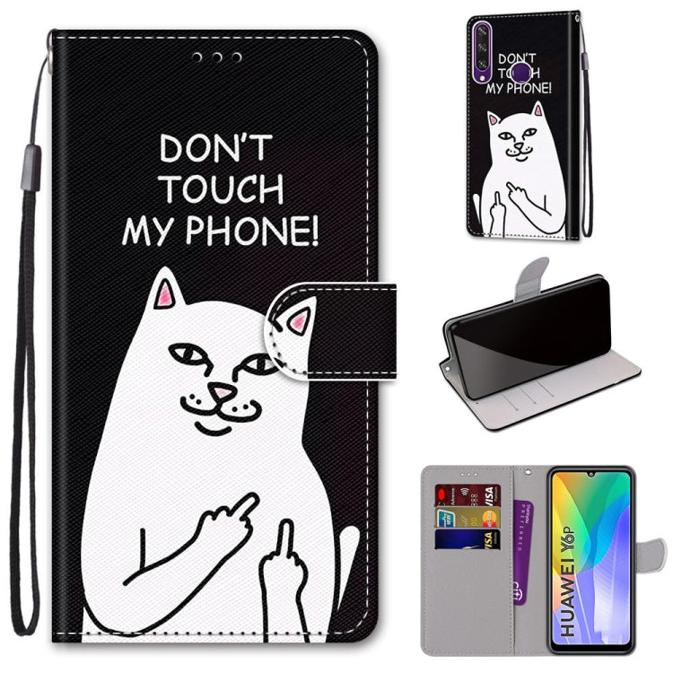 Coloured Drawing Cross Texture Horizontal Flip PU Leather Case with Holder & Card Slots & Wallet & Lanyard, For Huawei Y6 (2018) / Honor 7A, For Huawei Y6p, For Huawei Y7 (2019) / Enjoy 9, For Huawei Y7 (2018) / Enjoy 8