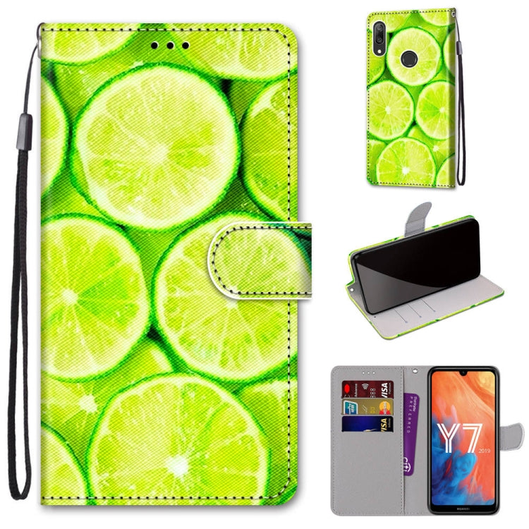 Coloured Drawing Cross Texture Horizontal Flip PU Leather Case with Holder & Card Slots & Wallet & Lanyard, For Huawei Y6 (2018) / Honor 7A, For Huawei Y6p, For Huawei Y7 (2019) / Enjoy 9, For Huawei Y7 (2018) / Enjoy 8