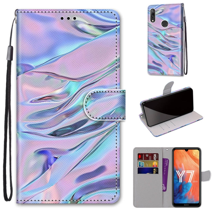 Coloured Drawing Cross Texture Horizontal Flip PU Leather Case with Holder & Card Slots & Wallet & Lanyard, For Huawei Y6 (2018) / Honor 7A, For Huawei Y6p, For Huawei Y7 (2019) / Enjoy 9, For Huawei Y7 (2018) / Enjoy 8