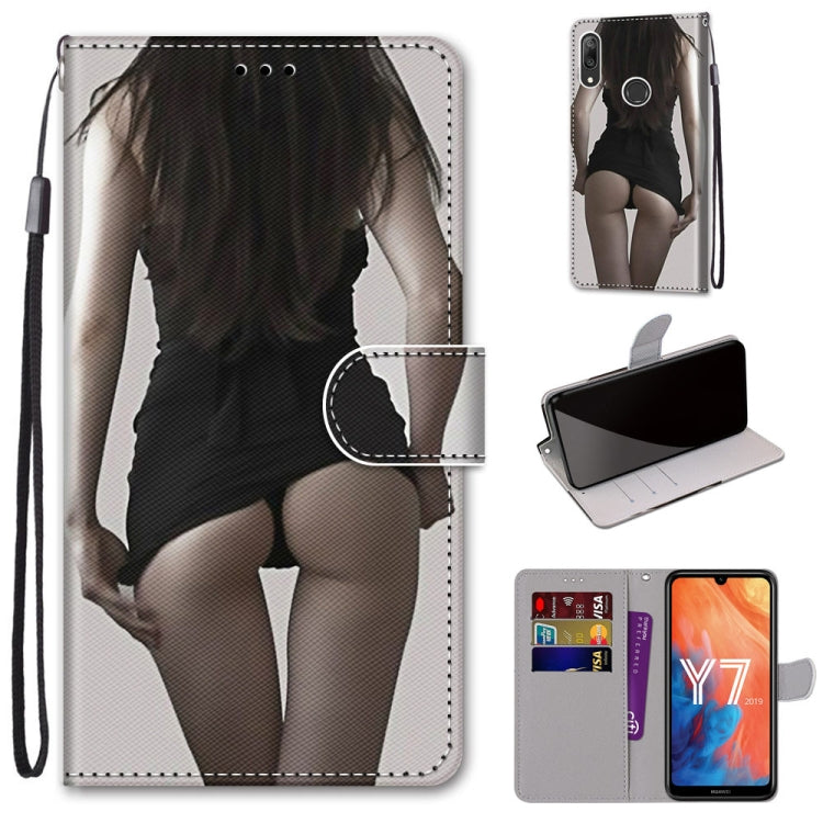 Coloured Drawing Cross Texture Horizontal Flip PU Leather Case with Holder & Card Slots & Wallet & Lanyard, For Huawei Y6 (2018) / Honor 7A, For Huawei Y6p, For Huawei Y7 (2019) / Enjoy 9, For Huawei Y7 (2018) / Enjoy 8