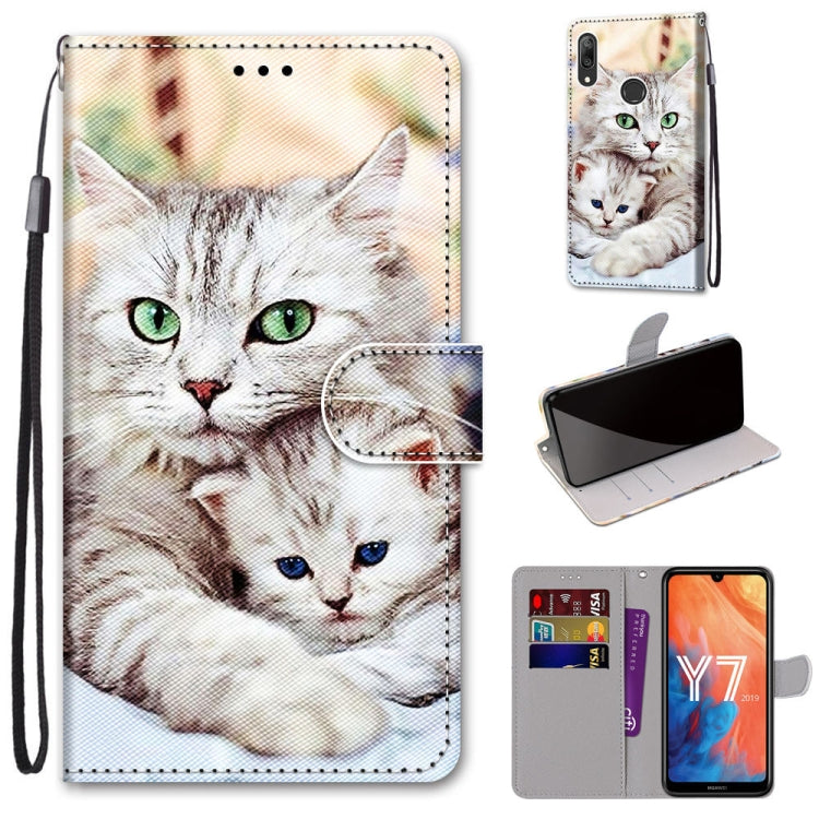 Coloured Drawing Cross Texture Horizontal Flip PU Leather Case with Holder & Card Slots & Wallet & Lanyard, For Huawei Y6 (2018) / Honor 7A, For Huawei Y6p, For Huawei Y7 (2019) / Enjoy 9, For Huawei Y7 (2018) / Enjoy 8