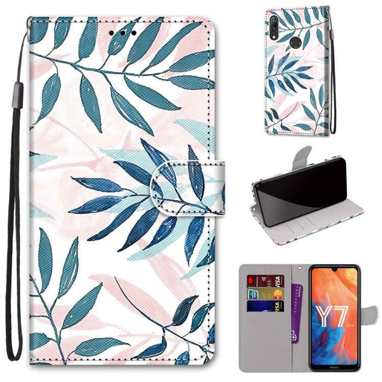 Coloured Drawing Cross Texture Horizontal Flip PU Leather Case with Holder & Card Slots & Wallet & Lanyard, For Huawei Y6 (2018) / Honor 7A, For Huawei Y6p, For Huawei Y7 (2019) / Enjoy 9, For Huawei Y7 (2018) / Enjoy 8
