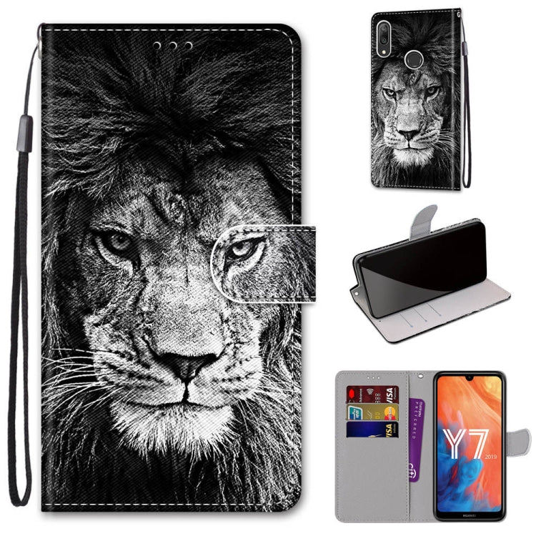 Coloured Drawing Cross Texture Horizontal Flip PU Leather Case with Holder & Card Slots & Wallet & Lanyard, For Huawei Y6 (2018) / Honor 7A, For Huawei Y6p, For Huawei Y7 (2019) / Enjoy 9, For Huawei Y7 (2018) / Enjoy 8