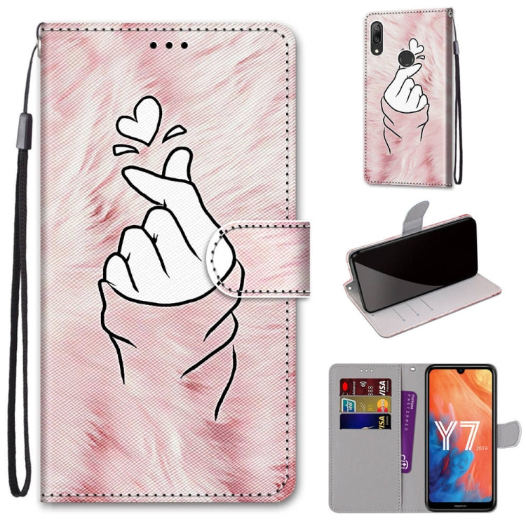 Coloured Drawing Cross Texture Horizontal Flip PU Leather Case with Holder & Card Slots & Wallet & Lanyard, For Huawei Y6 (2018) / Honor 7A, For Huawei Y6p, For Huawei Y7 (2019) / Enjoy 9, For Huawei Y7 (2018) / Enjoy 8
