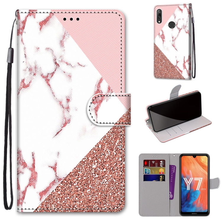 Coloured Drawing Cross Texture Horizontal Flip PU Leather Case with Holder & Card Slots & Wallet & Lanyard, For Huawei Y6 (2018) / Honor 7A, For Huawei Y6p, For Huawei Y7 (2019) / Enjoy 9, For Huawei Y7 (2018) / Enjoy 8