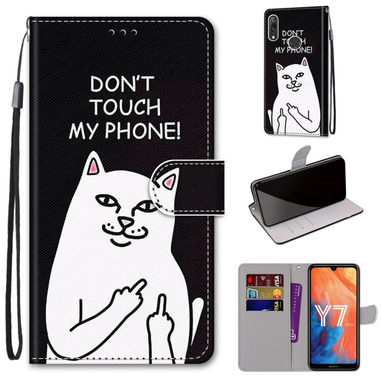 Coloured Drawing Cross Texture Horizontal Flip PU Leather Case with Holder & Card Slots & Wallet & Lanyard, For Huawei Y6 (2018) / Honor 7A, For Huawei Y6p, For Huawei Y7 (2019) / Enjoy 9, For Huawei Y7 (2018) / Enjoy 8