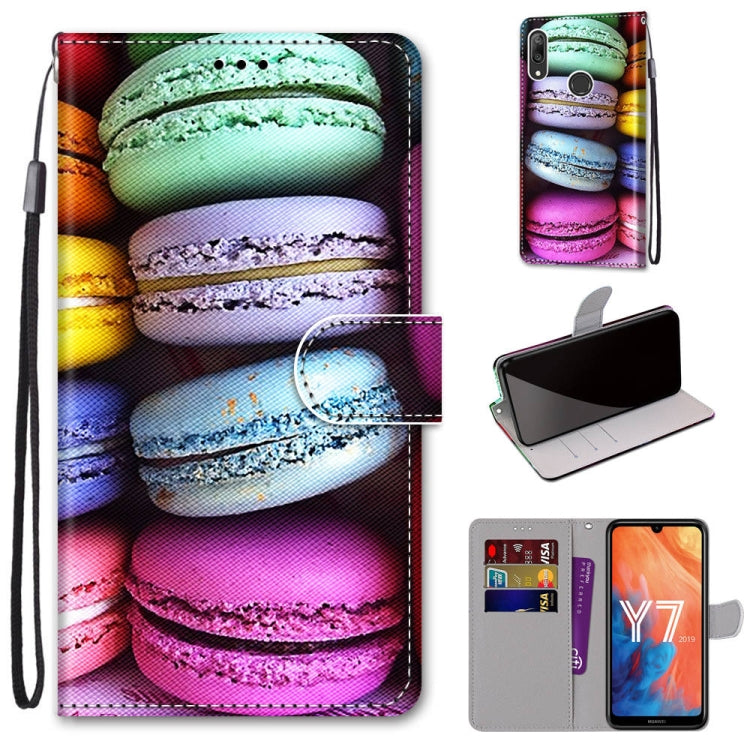 Coloured Drawing Cross Texture Horizontal Flip PU Leather Case with Holder & Card Slots & Wallet & Lanyard, For Huawei Y6 (2018) / Honor 7A, For Huawei Y6p, For Huawei Y7 (2019) / Enjoy 9, For Huawei Y7 (2018) / Enjoy 8