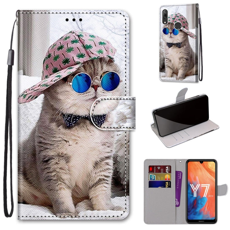 Coloured Drawing Cross Texture Horizontal Flip PU Leather Case with Holder & Card Slots & Wallet & Lanyard, For Huawei Y6 (2018) / Honor 7A, For Huawei Y6p, For Huawei Y7 (2019) / Enjoy 9, For Huawei Y7 (2018) / Enjoy 8
