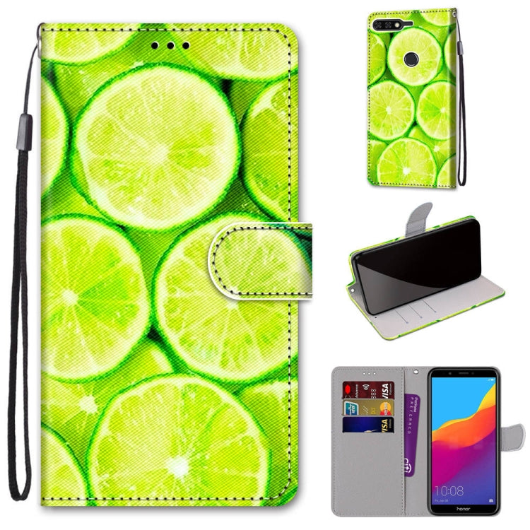 Coloured Drawing Cross Texture Horizontal Flip PU Leather Case with Holder & Card Slots & Wallet & Lanyard, For Huawei Y6 (2018) / Honor 7A, For Huawei Y6p, For Huawei Y7 (2019) / Enjoy 9, For Huawei Y7 (2018) / Enjoy 8
