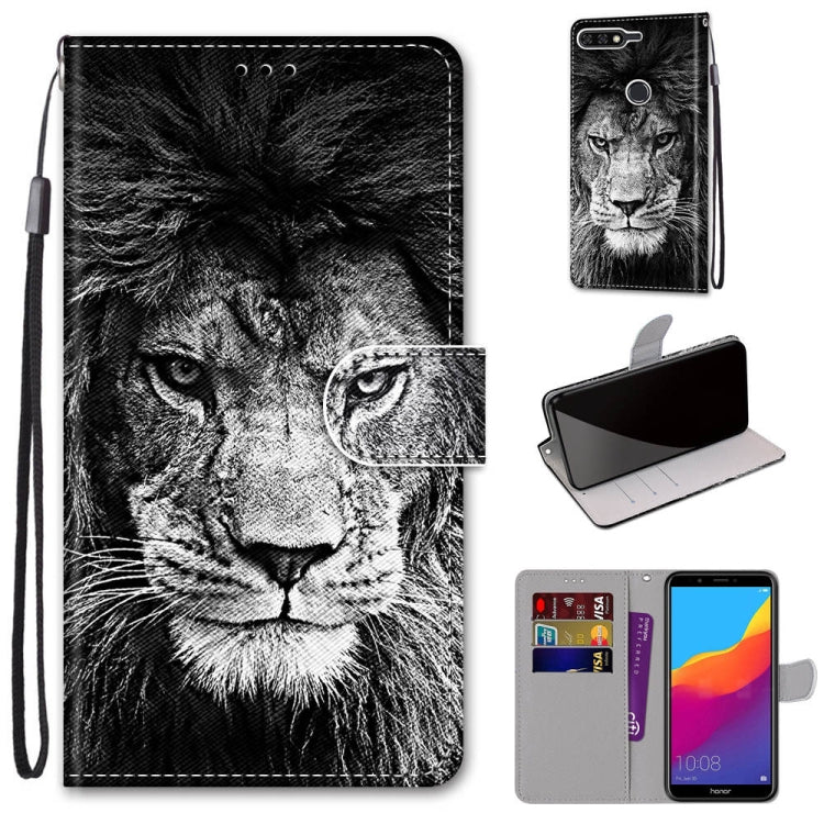 Coloured Drawing Cross Texture Horizontal Flip PU Leather Case with Holder & Card Slots & Wallet & Lanyard, For Huawei Y6 (2018) / Honor 7A, For Huawei Y6p, For Huawei Y7 (2019) / Enjoy 9, For Huawei Y7 (2018) / Enjoy 8