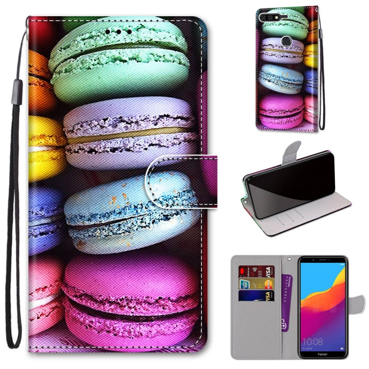 Coloured Drawing Cross Texture Horizontal Flip PU Leather Case with Holder & Card Slots & Wallet & Lanyard, For Huawei Y6 (2018) / Honor 7A, For Huawei Y6p, For Huawei Y7 (2019) / Enjoy 9, For Huawei Y7 (2018) / Enjoy 8